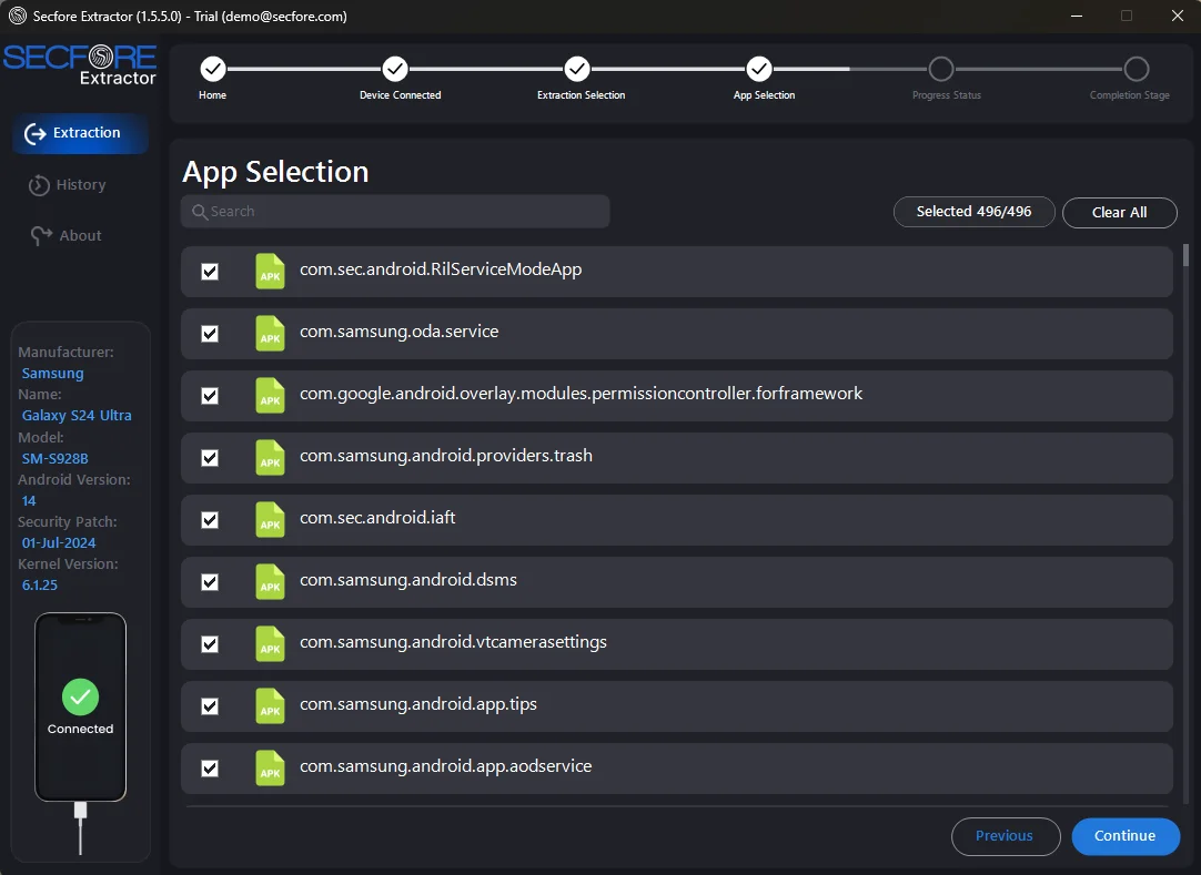 Secfore App View Interface